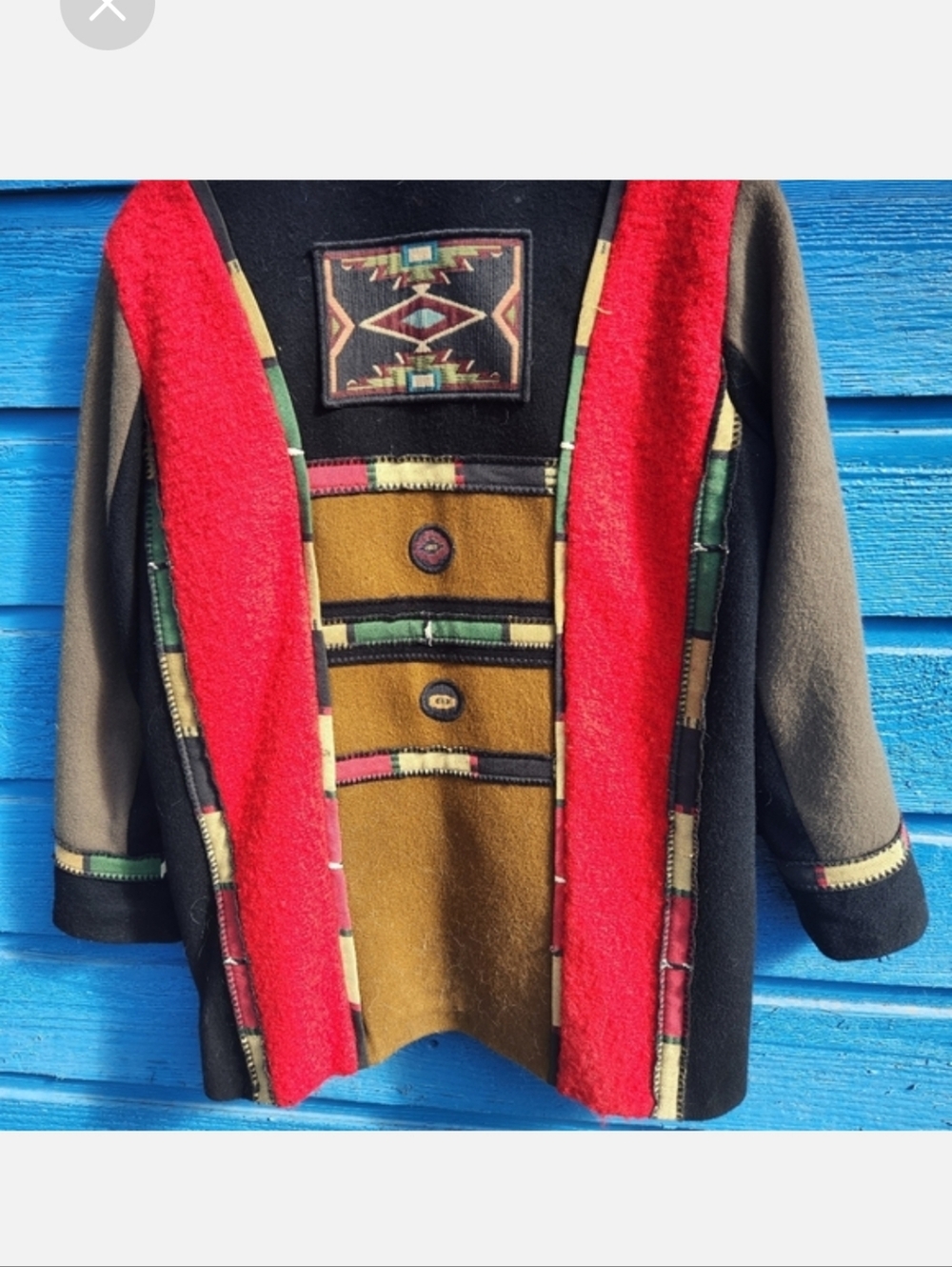 Coloratura Southwestern Wool Blazer - Red, Black - Picture 3 of 11